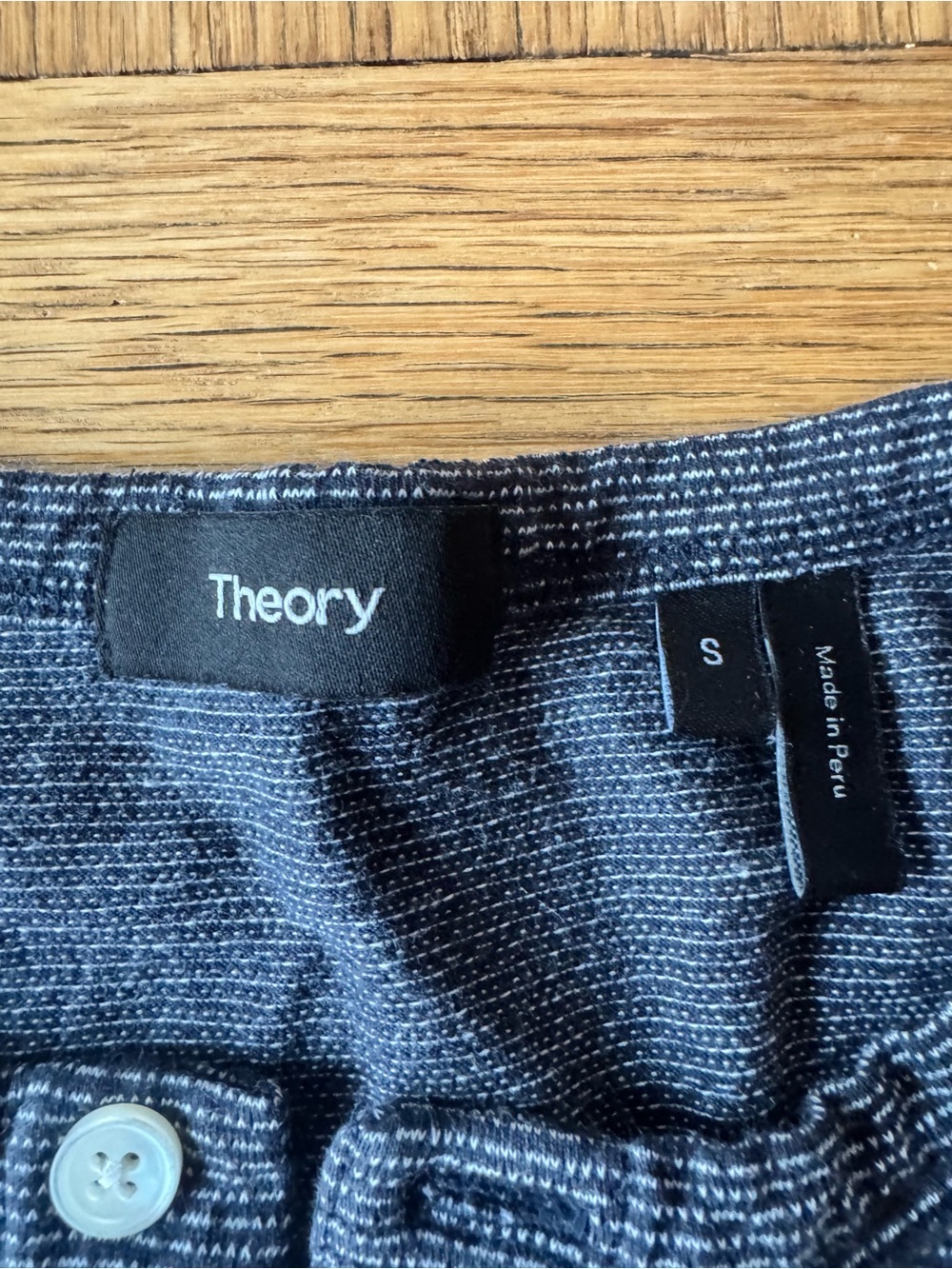 Theory Mens Small Essential Henley Jersey T Shirt Blue Striped Short Sleeve - Picture 3 of 6